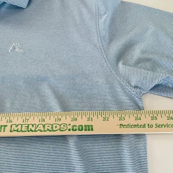 Rhoback Polo Mens XXL 2XL Blue Striped Short Sleeve Performance Stretch - Picture 9 of 10